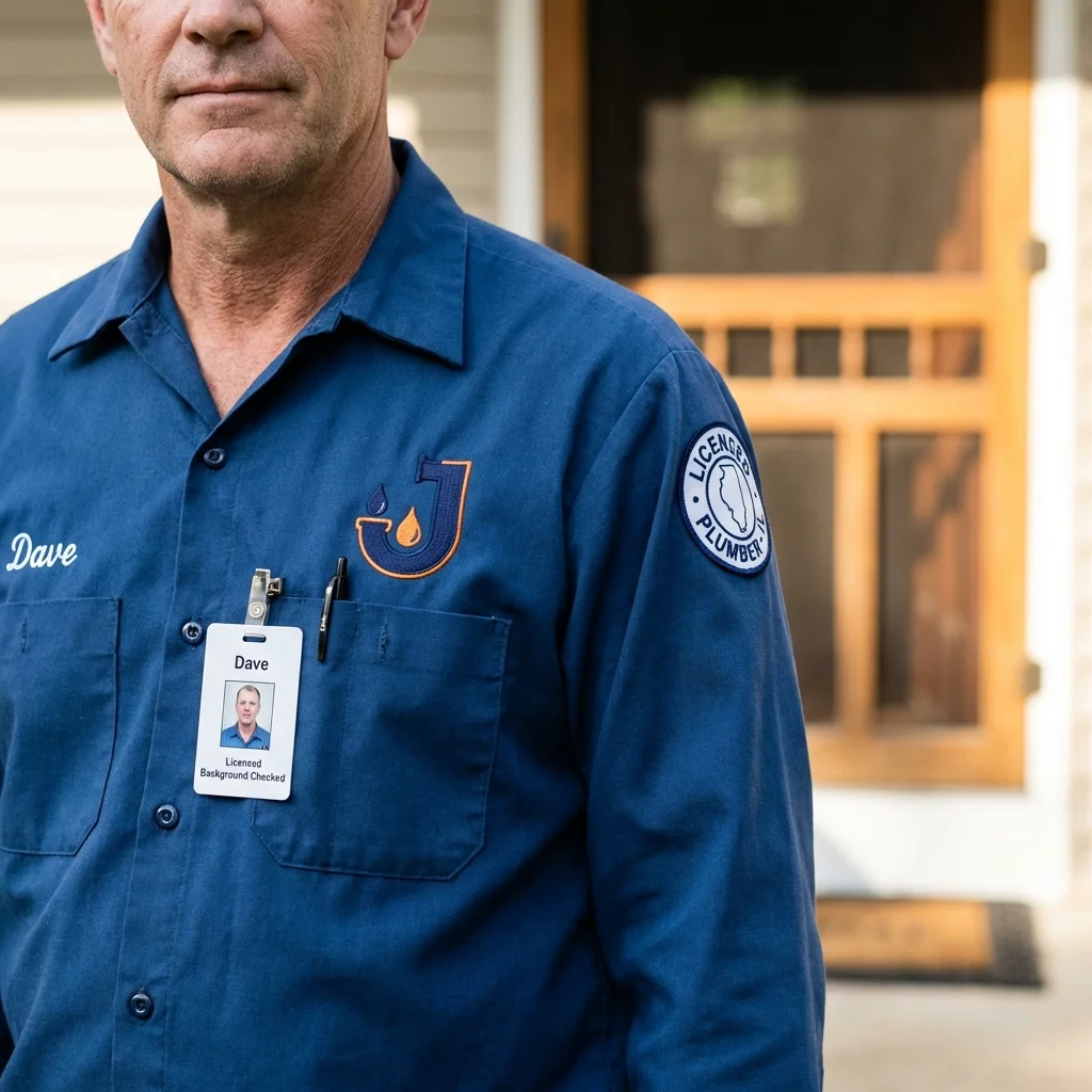 Licensed plumber showing ID badge in Laurys Station, PA