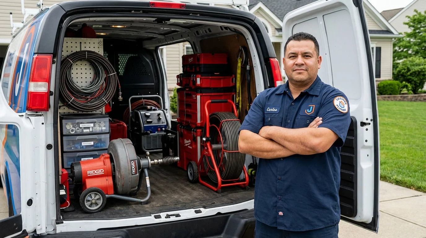 Professional drain cleaning equipment and Johns Plumbing LLC plumber in Laurys Station